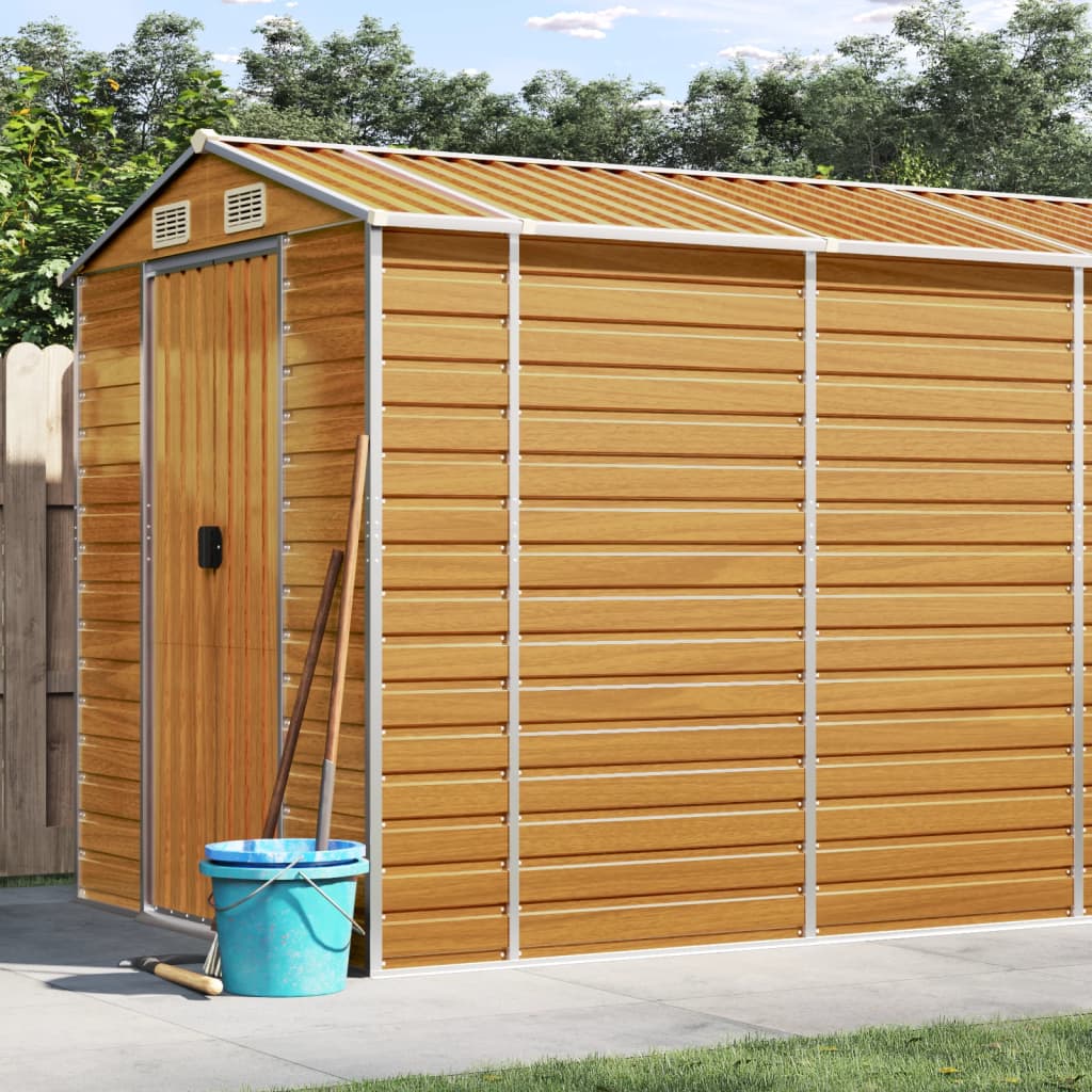 Vidaxl Garden Shed 191x810x198 cm ocynkowana stalowa jasnobrązowa