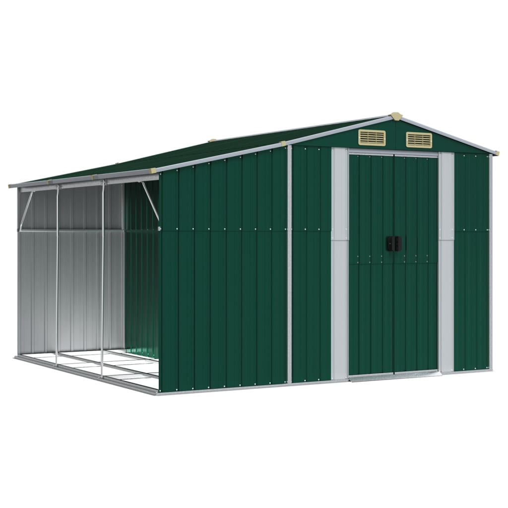 Vidaxl Garden Shed 277x279x179 cm de acero galvanizado verde