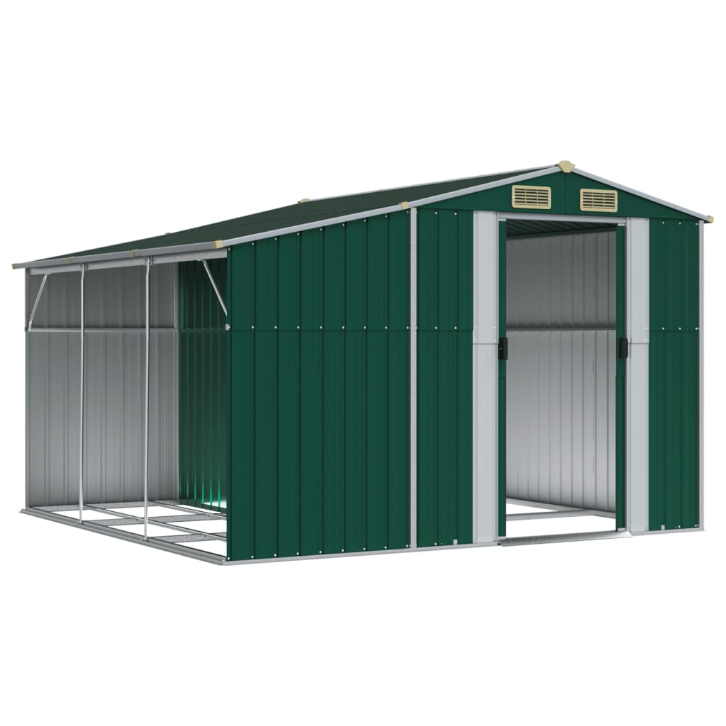 Vidaxl Garden Shed 277x279x179 cm de acero galvanizado verde