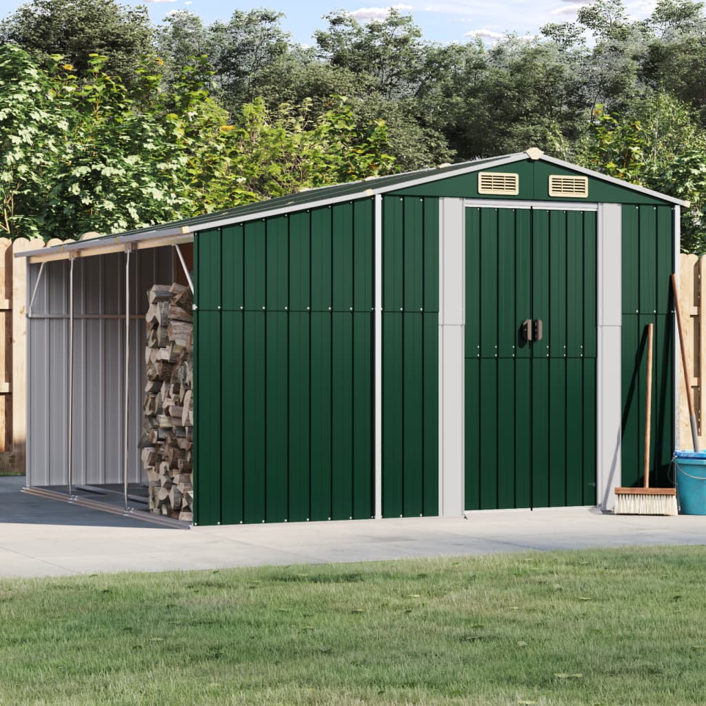 Vidaxl Garden Shed 277x279x179 cm de acero galvanizado verde