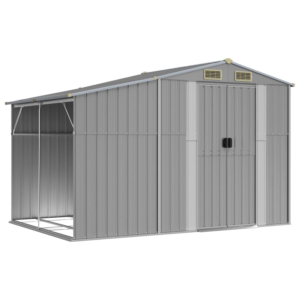 Vidaxl garden shed 277x192.5x179 cm galvanized steel gray