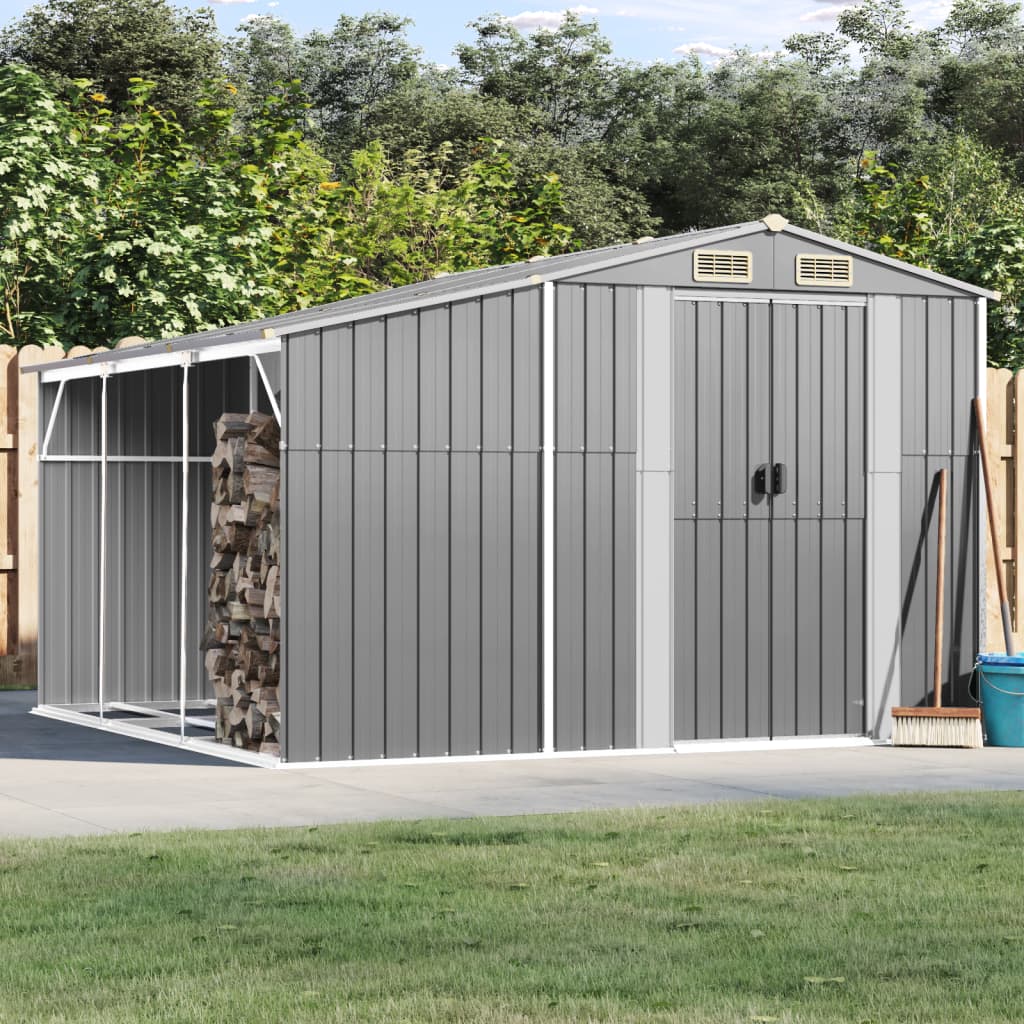 Vidaxl garden shed 277x279x179 cm galvanized steel gray