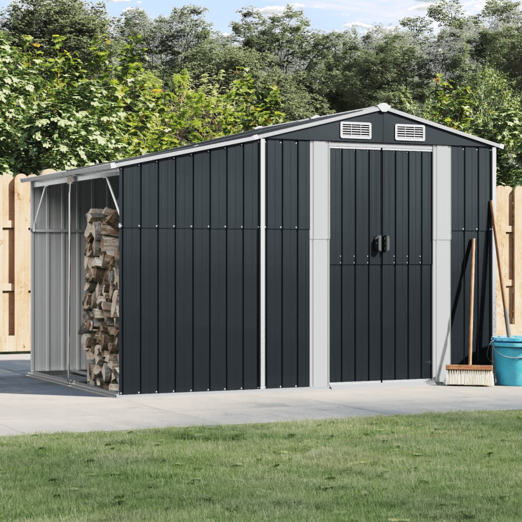 Vidaxl Garden Shed 277x192.5x179 cm galwanizowany stalowy kolor antracytu