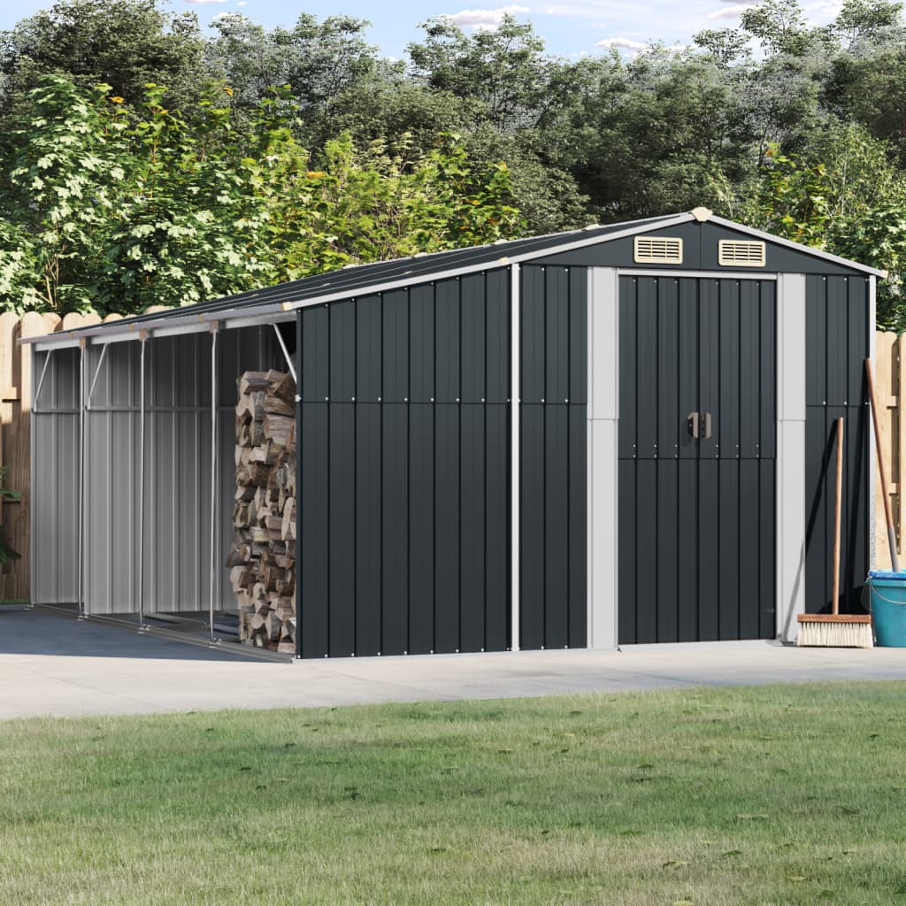 Vidaxl Garden Shed 277x365.5x179 cm galvanizovaná barva oceli antracitu