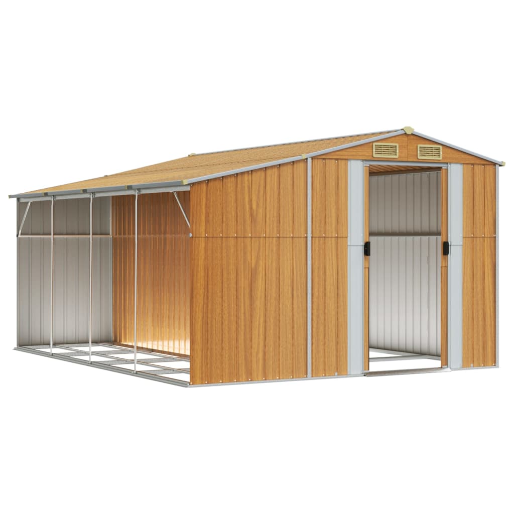 Vidaxl garden shed 277x365.5x179 cm galvanized steel light brown