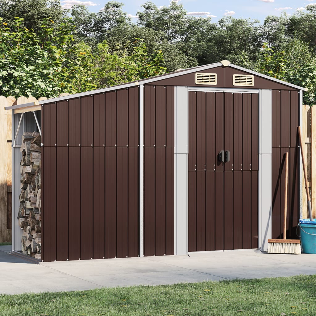 Vidaxl Garden Shed 277x93x179 cm galvanisert stålbrun