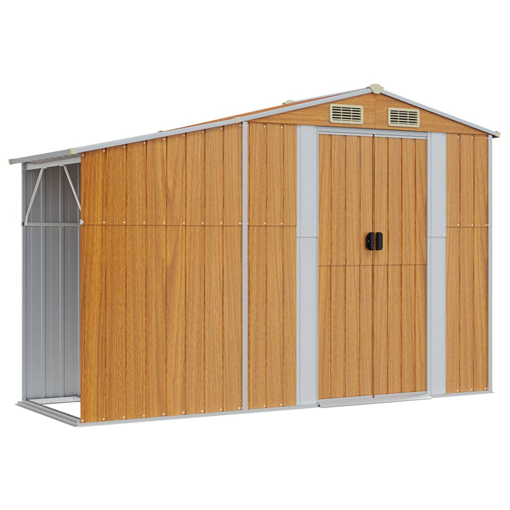 Vidaxl garden shed 277x93x179 cm galvanized steel brown