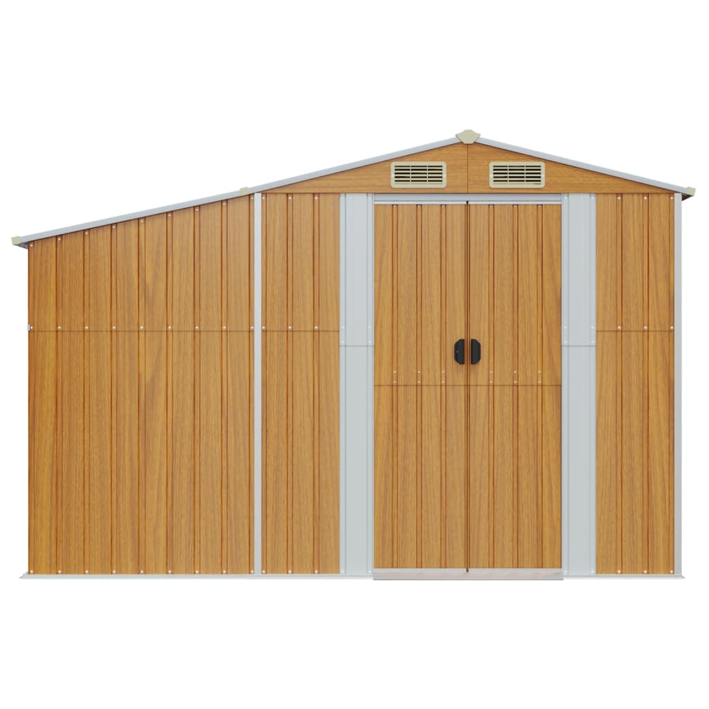 Vidaxl garden shed 277x93x179 cm galvanized steel brown