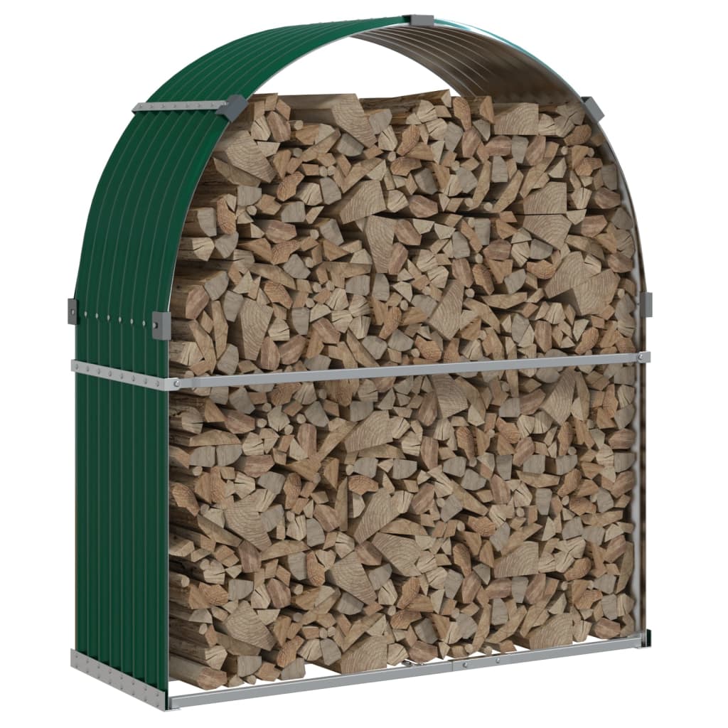 Vidaxl Firewood-Storage 120x44X140 cm galvaniséiert Stahl gréng