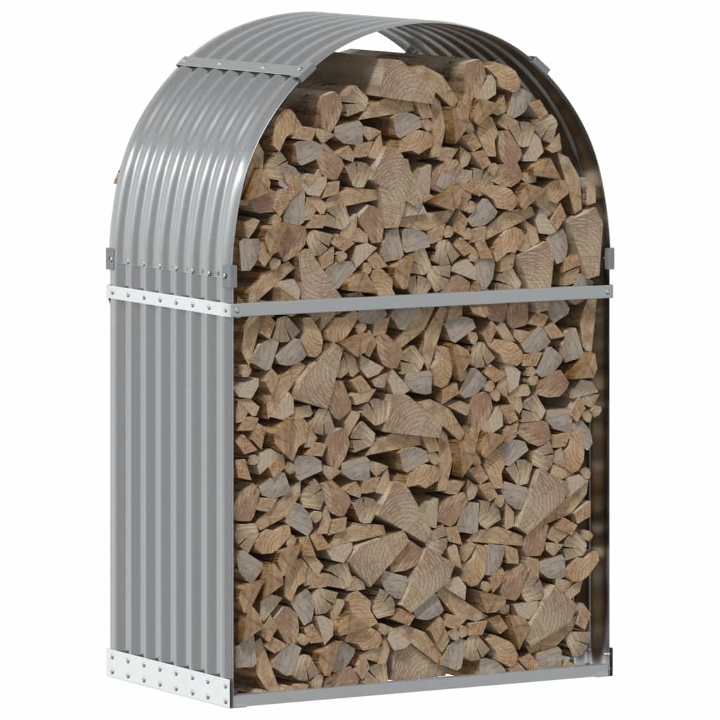 Stockage de bois de chauffage vidaxl 80x45x120 cm en acier galvanisé gris clair