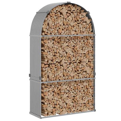 Vidaxx Brennholzlager 120x45x210 cm verzinkter Stahl hellgrau