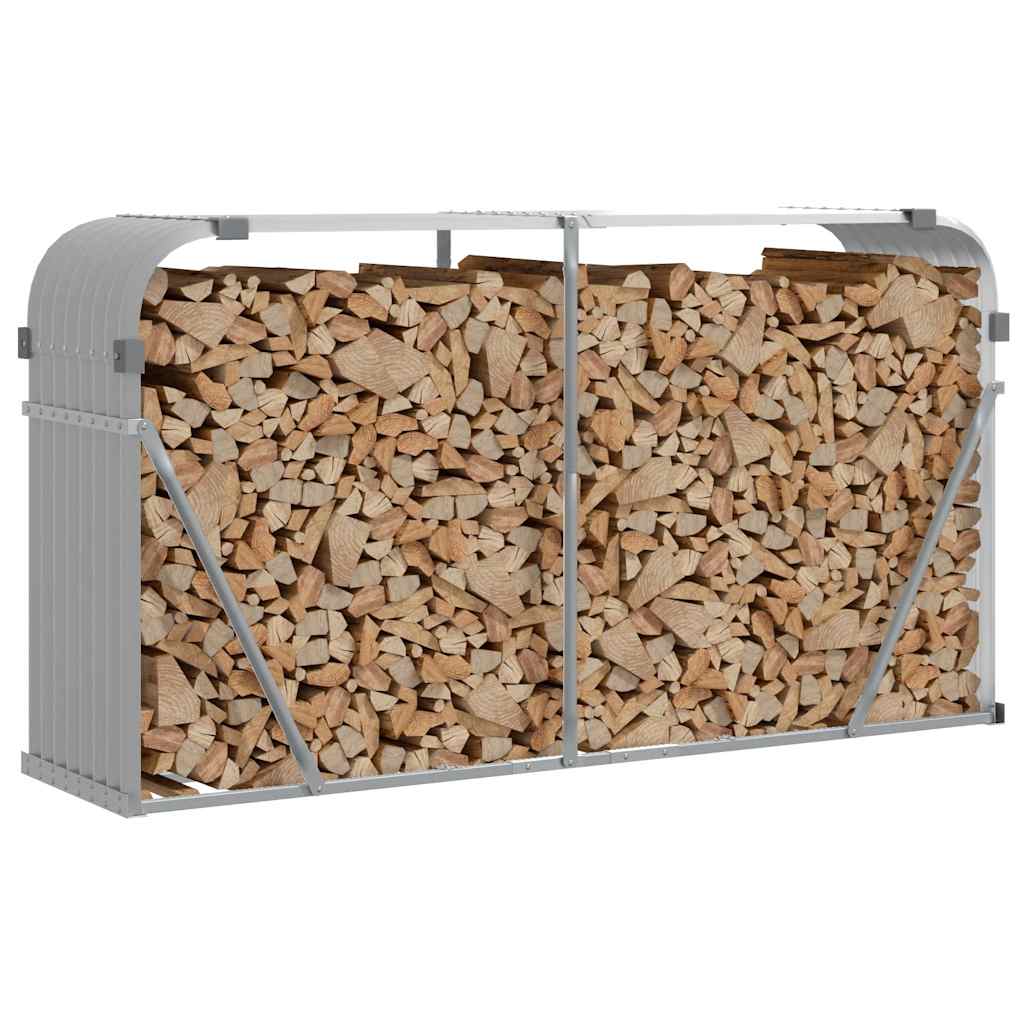 Vidaxx Brennholzlager 180x45x100 cm verzinkter Stahl hellgrau