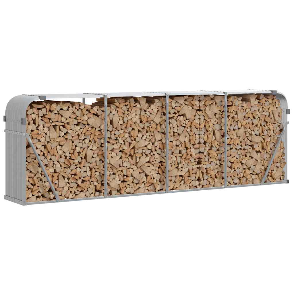 Vidaxx Brennholzlager 300x45x100 cm verzinkter Stahl hellgrau