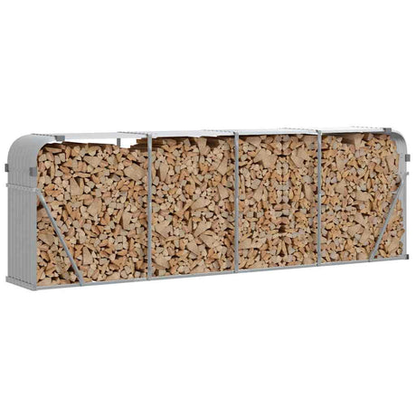 Vidaxx Brennholzlager 300x45x100 cm verzinkter Stahl hellgrau
