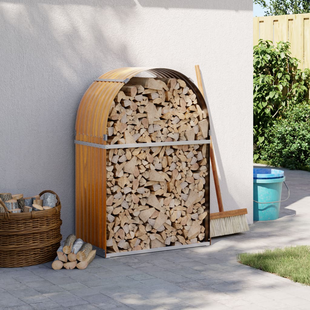 Stockage de bois de chauffage vidaxl 80x45x120 cm en acier galvanisé brun clair