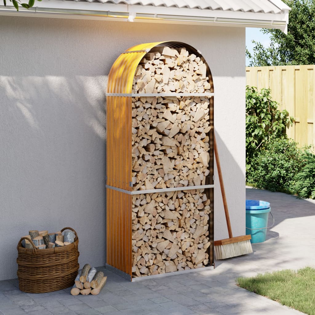 Vidaxx Brennholzlager 80x45x190 cm verzinkter Stahl hellbraun