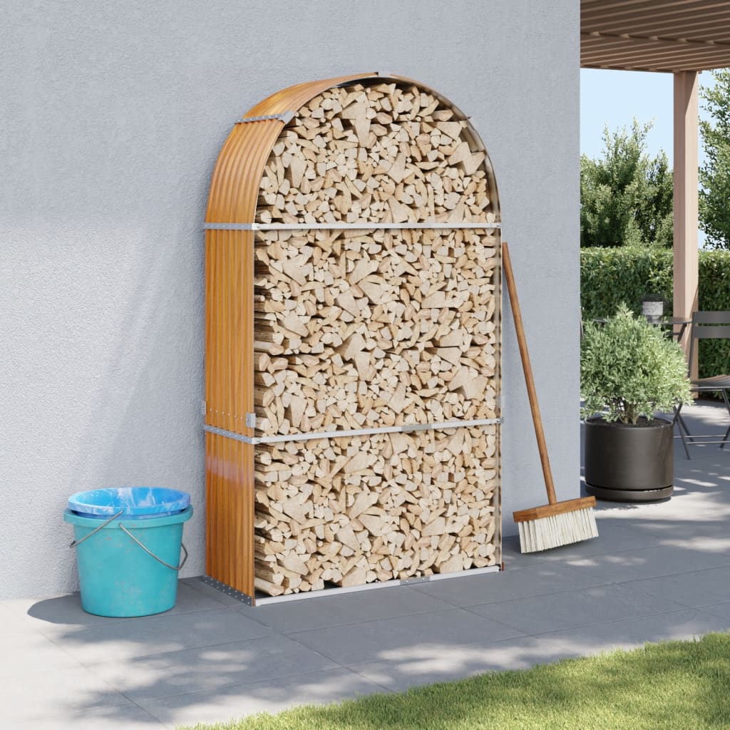 Vidaxx Brennholzlager 120x45x210 cm verzinkter Stahl hellbraun
