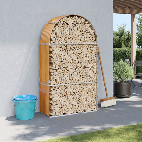 Vidaxx Brennholzlager 120x45x210 cm verzinkter Stahl hellbraun