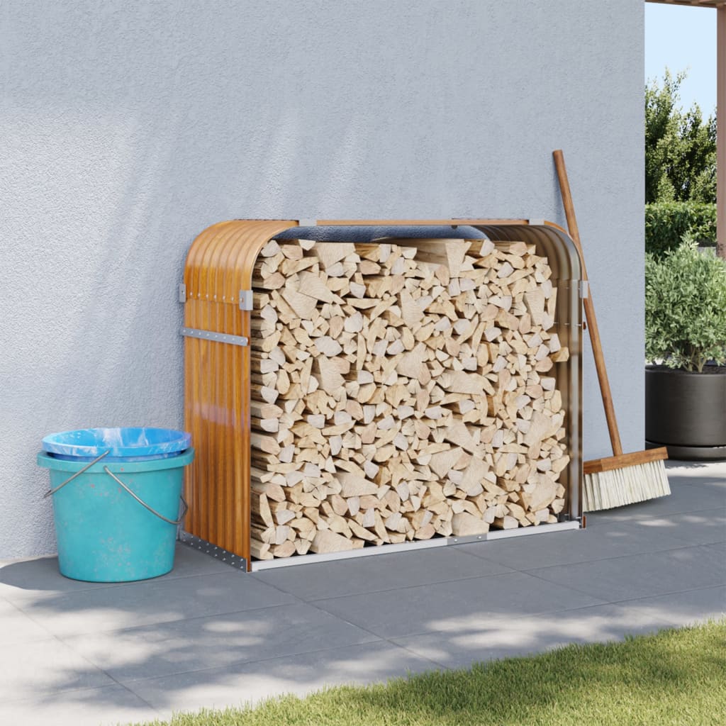 Vidaxx Brennholzlager 120x45x100 cm verzinkter Stahl hellbraun