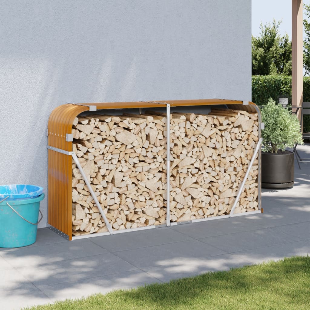 Vidaxx Brennholzlager 180x45x100 cm verzinkter Stahl hellbraun