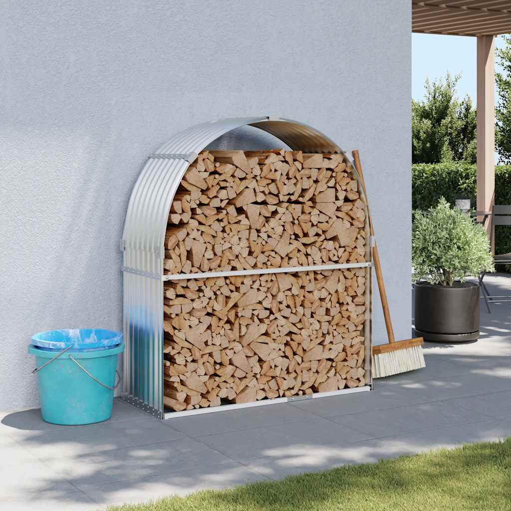 Vidaxx Brennholzlager 120x45x140 cm verzinkter Stahl silberfarben