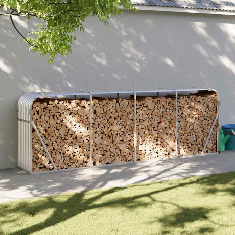 Vidaxx Brennholzlager 300x45x100 cm verzinkter Stahl silberfarben