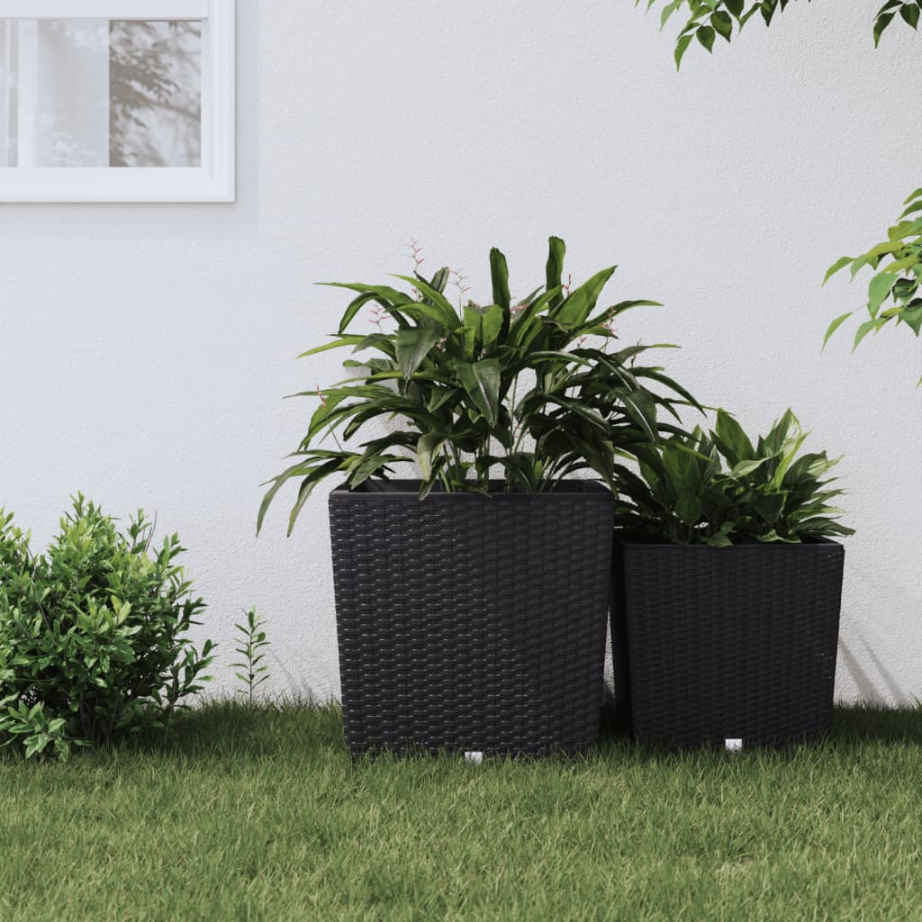 Vidaxl -planter med flyttbar bak Rattan Look 37 64 L PP Anthracite