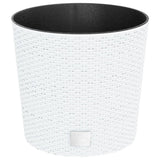 Vidaxxl Pflanzgefäß mit herausnehmbarem Tablett Rattanoptik 15 15,3 l PP weiß