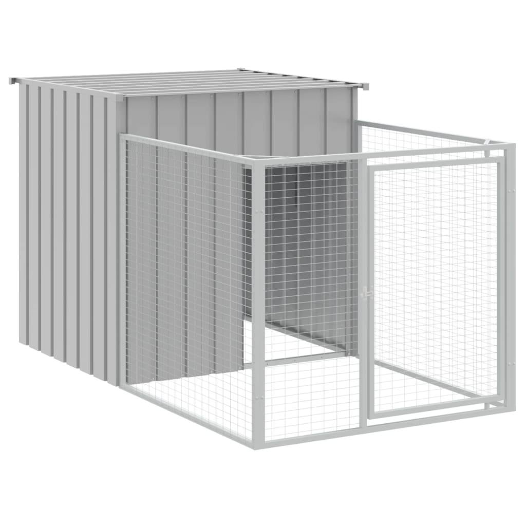 Loft per cani Vidaxl con tetto 110x201x110 cm grigio in acciaio zincato