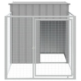 Loft per cani Vidaxl con tetto 110x201x110 cm grigio in acciaio zincato