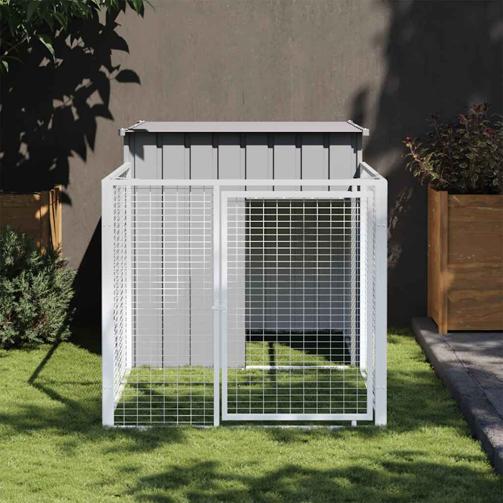 Vidaxxl Hundehütte mit Dach 110x201x110 cm verzinkter Stahl grau