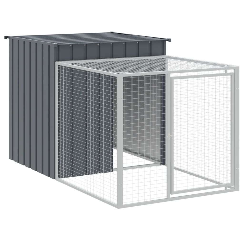 Vidaxl Chicken coop with run 110x201x110 cm galvanized steel anthracite