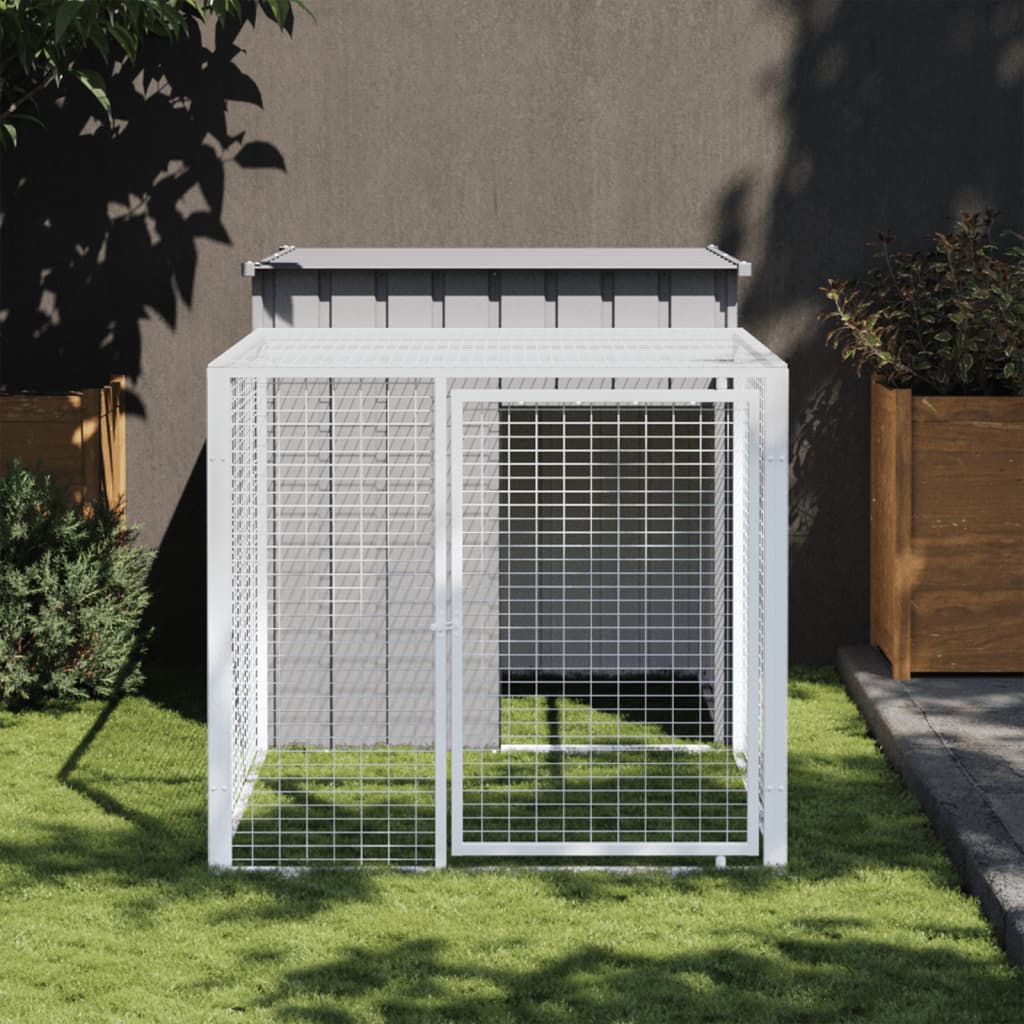 Vidaxl Chicken Coop with Run 110x201x110 cm de acero galvanizado gris