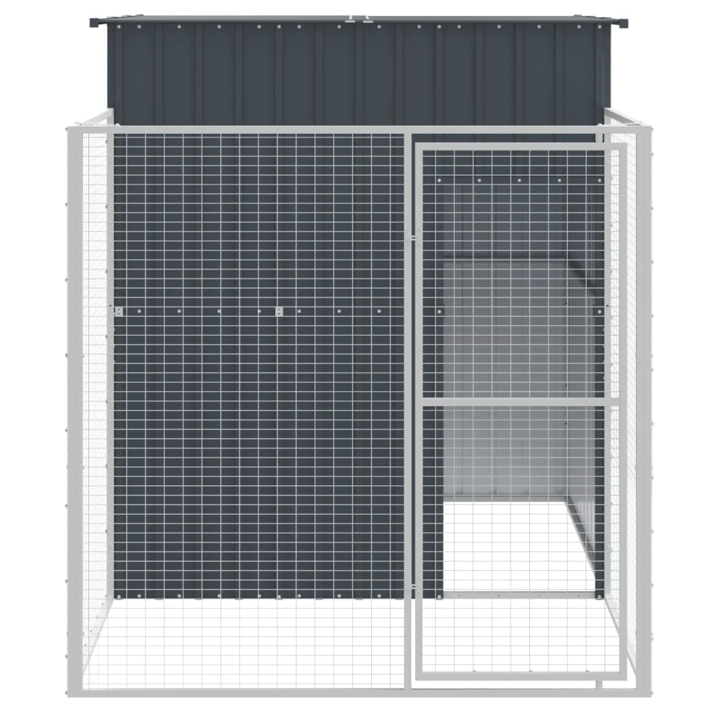 Vidaxl hundloft med körning 165x251x181 cm galvaniserad stålantracit