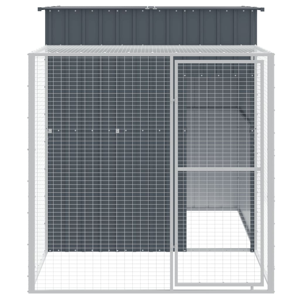 VidaXL Hühnerstall mit Auslauf 165 x 251 x 181 cm, verzinkter Stahl, Anthrazit