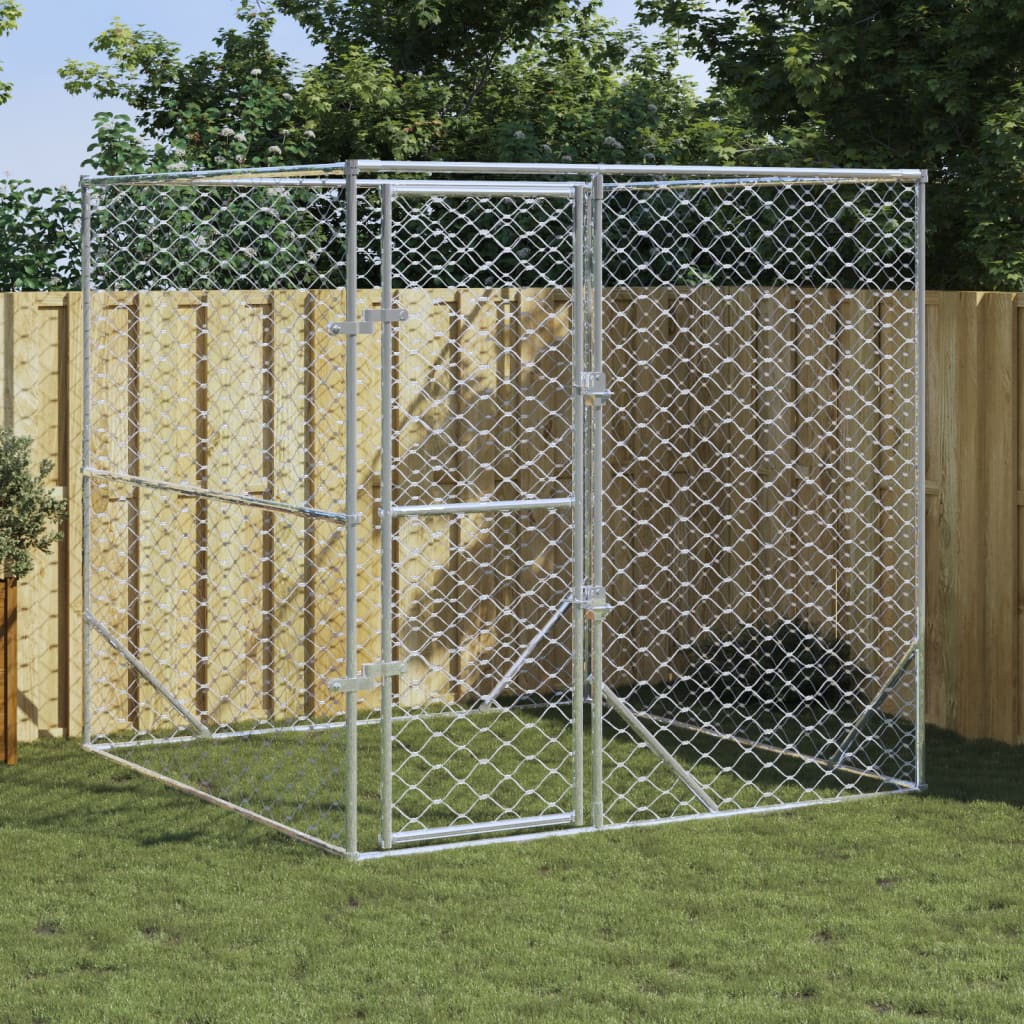 Vidaxl Dog Kennel pour l'extérieur de 2x2x2 m Galvanisé en acier argent