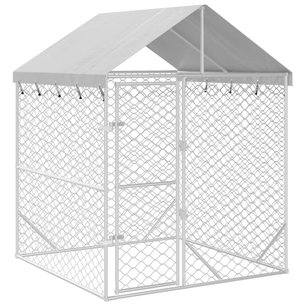 Vidaxl Chienne de chien avec toit 2x2x2,5 m en acier galvanisé en acier