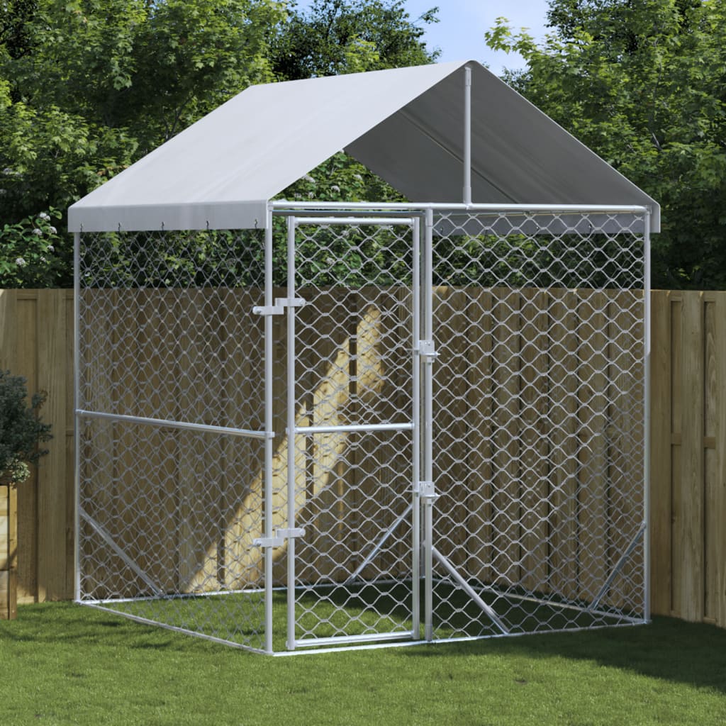 Vidaxl Chienne de chien avec toit 2x2x2,5 m en acier galvanisé en acier