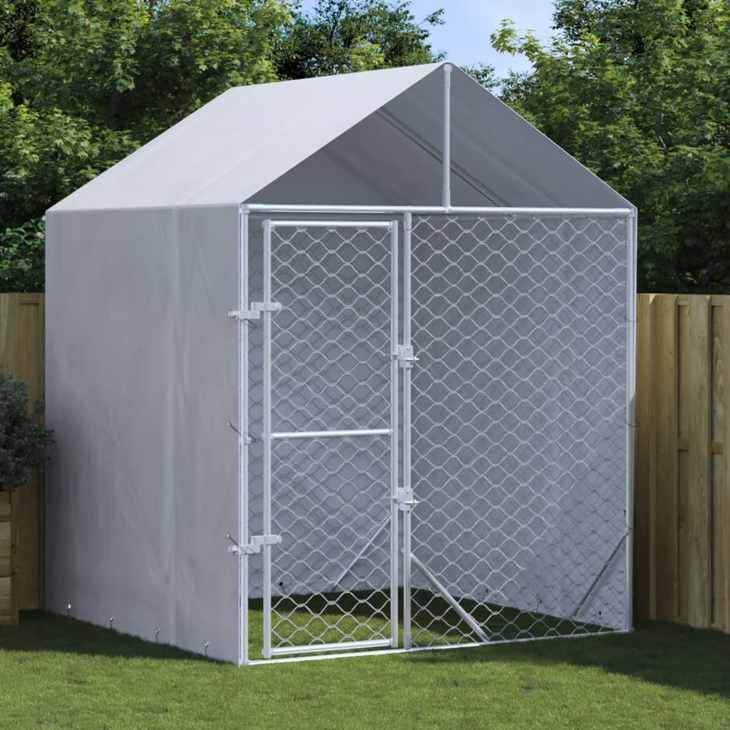 Vidaxl Chienne de chien avec toit 2x2x2,5 m en acier galvanisé en acier