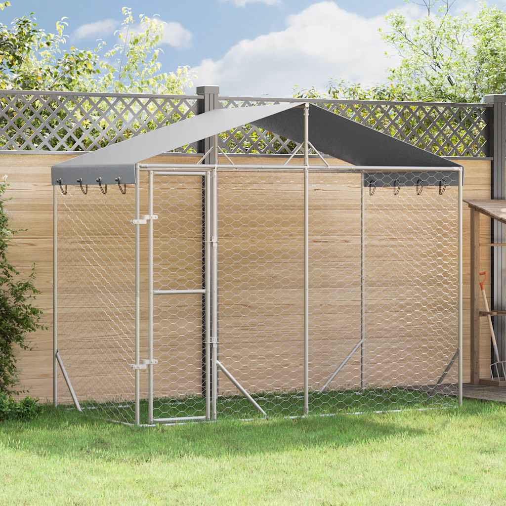 VidaXL Hundehütte mit Dach 3x1,5x2,5 m verzinkter Stahl silber