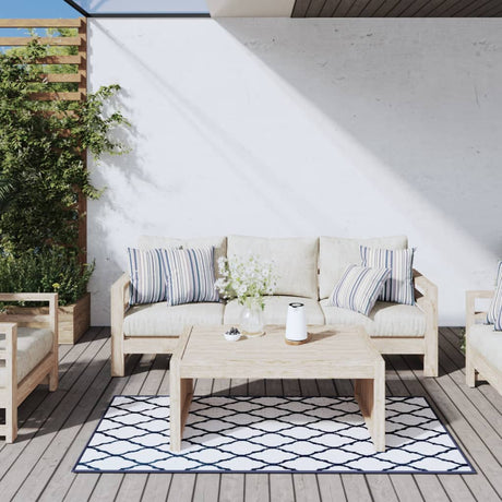 Vidaxx wendbarer Outdoor-Teppich 80x150 cm Marineblau und Weiß