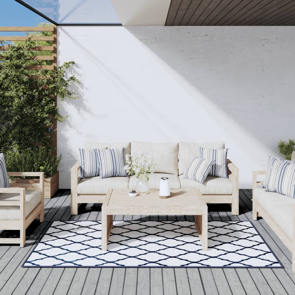 VIDAXL RAGGIO OUTDOOR REVERSIBILE 100x200 cm blu navy e bianco