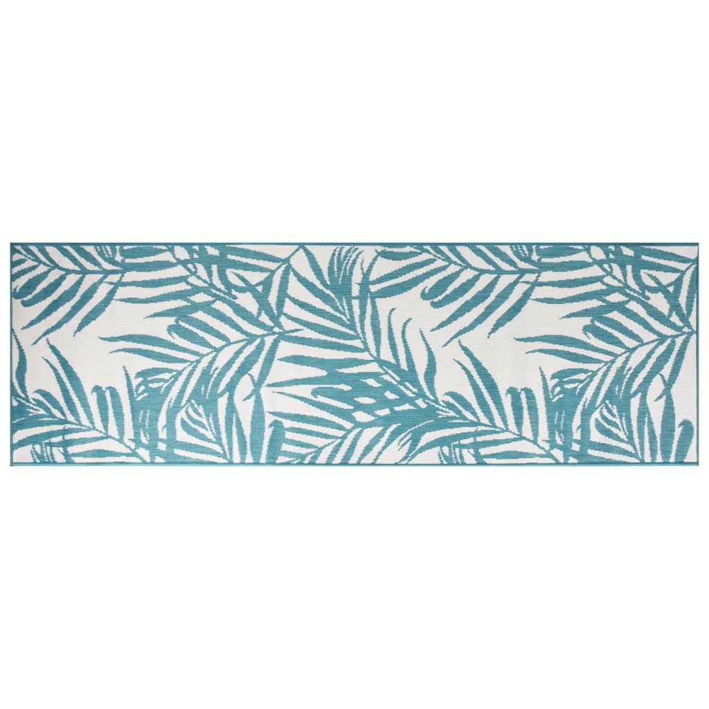 Vidaxl Dywan Outdoor Reversible 80x250 cm Aqua and White