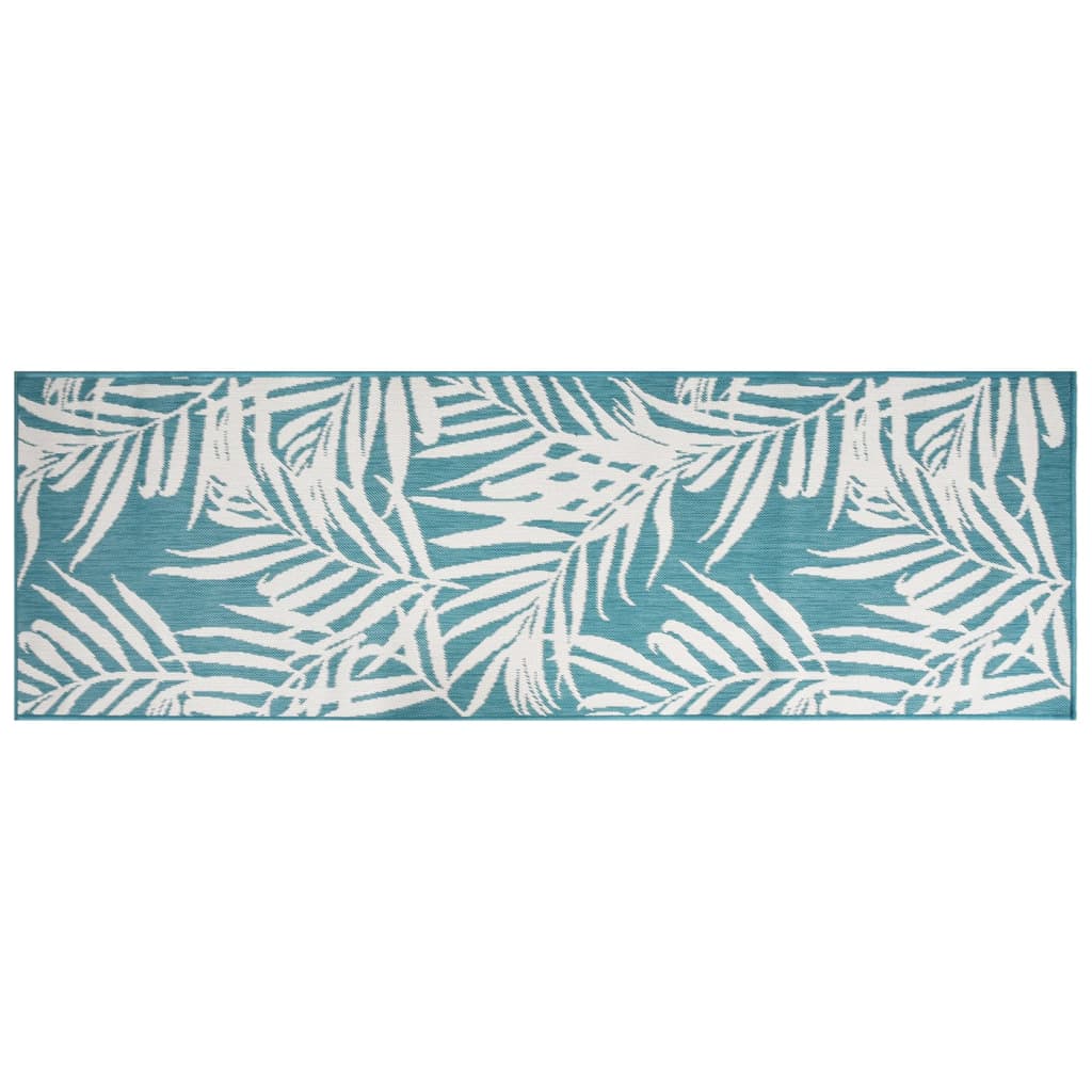 Vidaxl Dywan Outdoor Reversible 80x250 cm Aqua and White