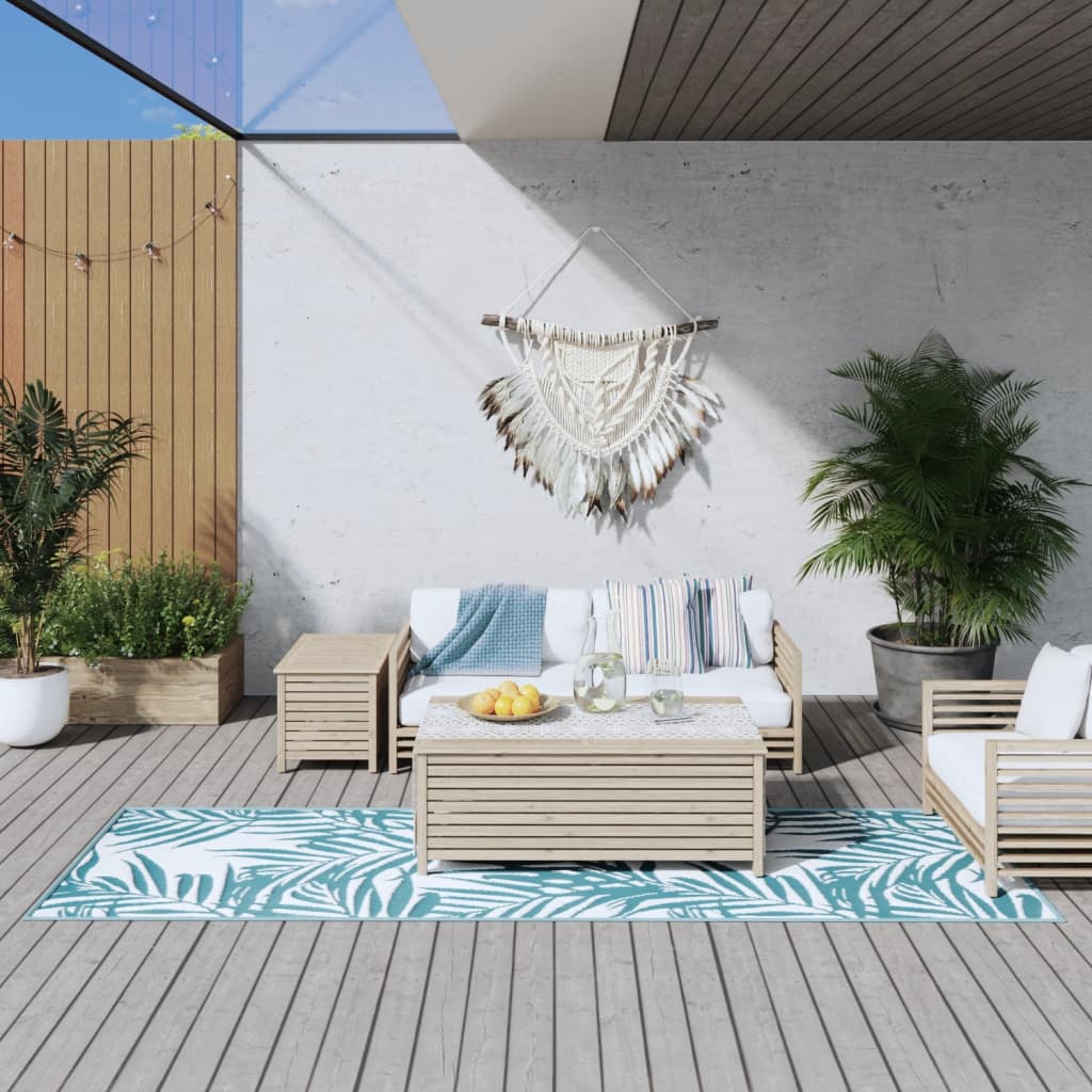Vidaxx wendbarer Outdoor-Teppich 80x250 cm Aqua und Weiß