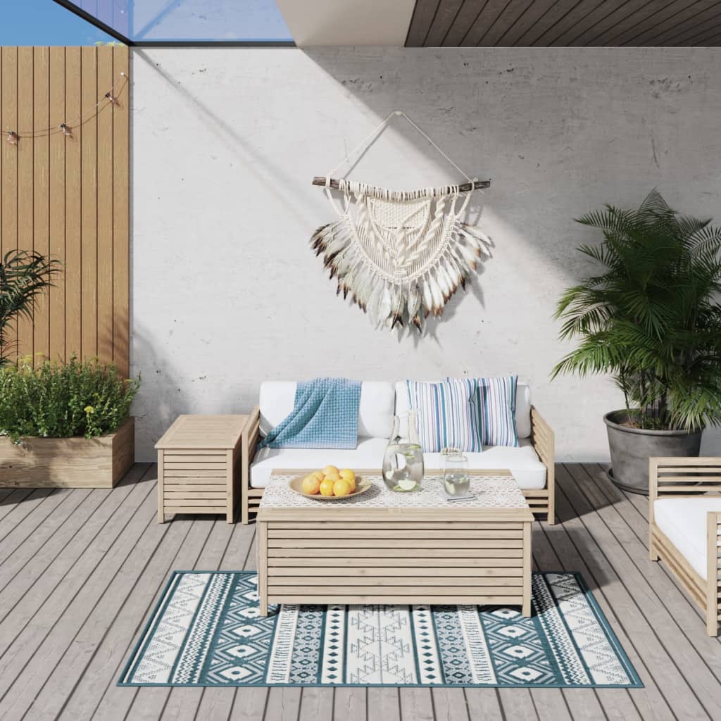 Vidaxx wendbarer Outdoor-Teppich 80x150 cm Aqua und Weiß
