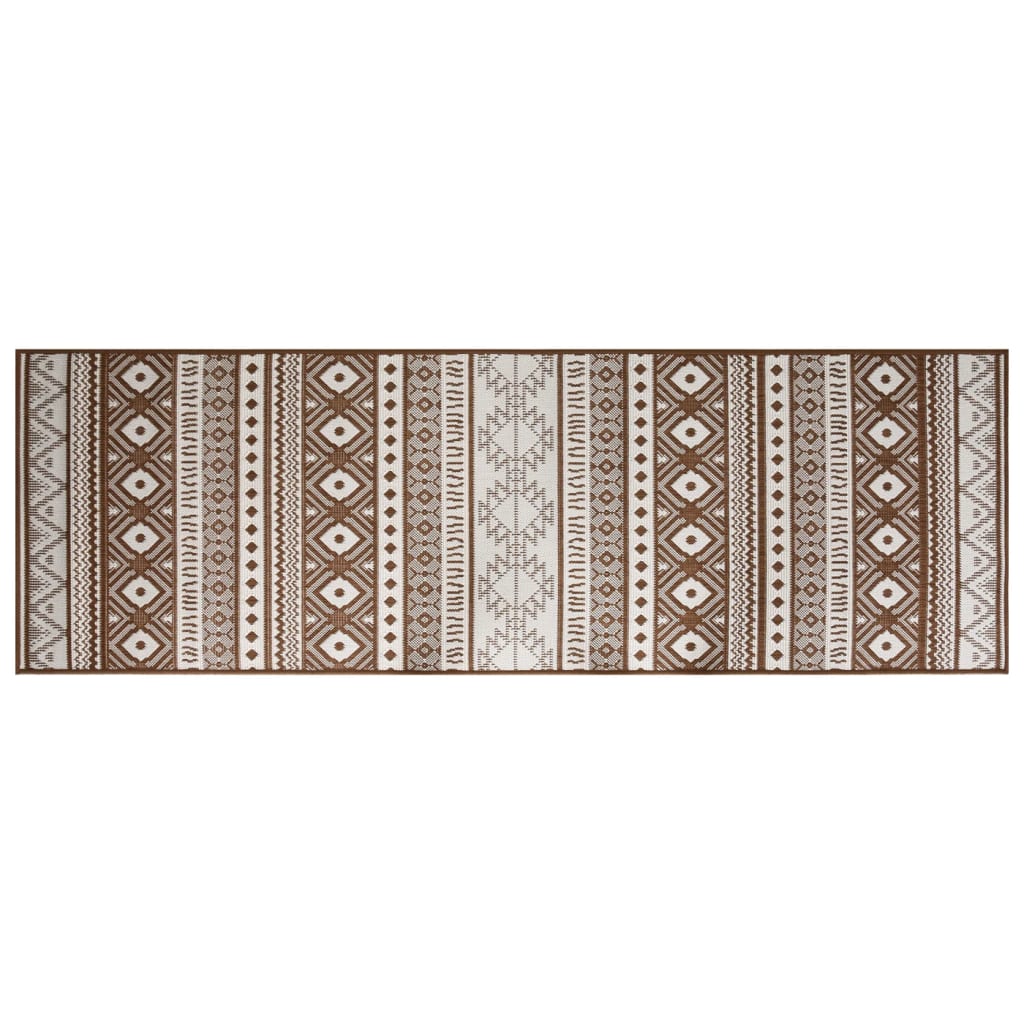 Vidaxx wendbarer Outdoor-Teppich 80x250 cm braun und weiß
