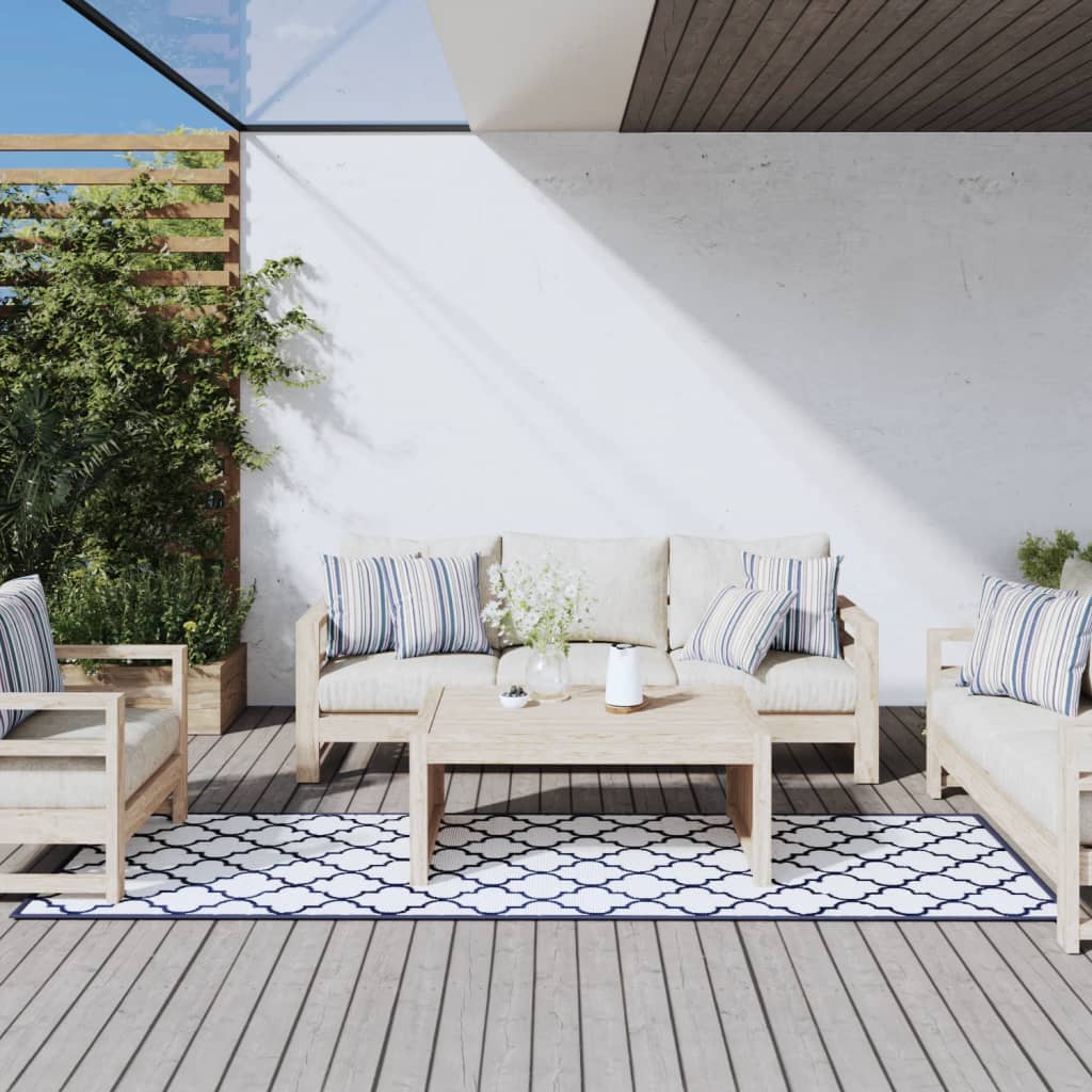 Vidaxx wendbarer Outdoor-Teppich 80x250 cm Marineblau und Weiß