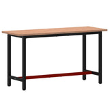 Vidaxl Workbench 150x55x81,5 cm Pevné bukové dřevo a kov