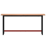 Vidaxl Workbench 180x55x81,5 cm Solid Beech Wood and Metal